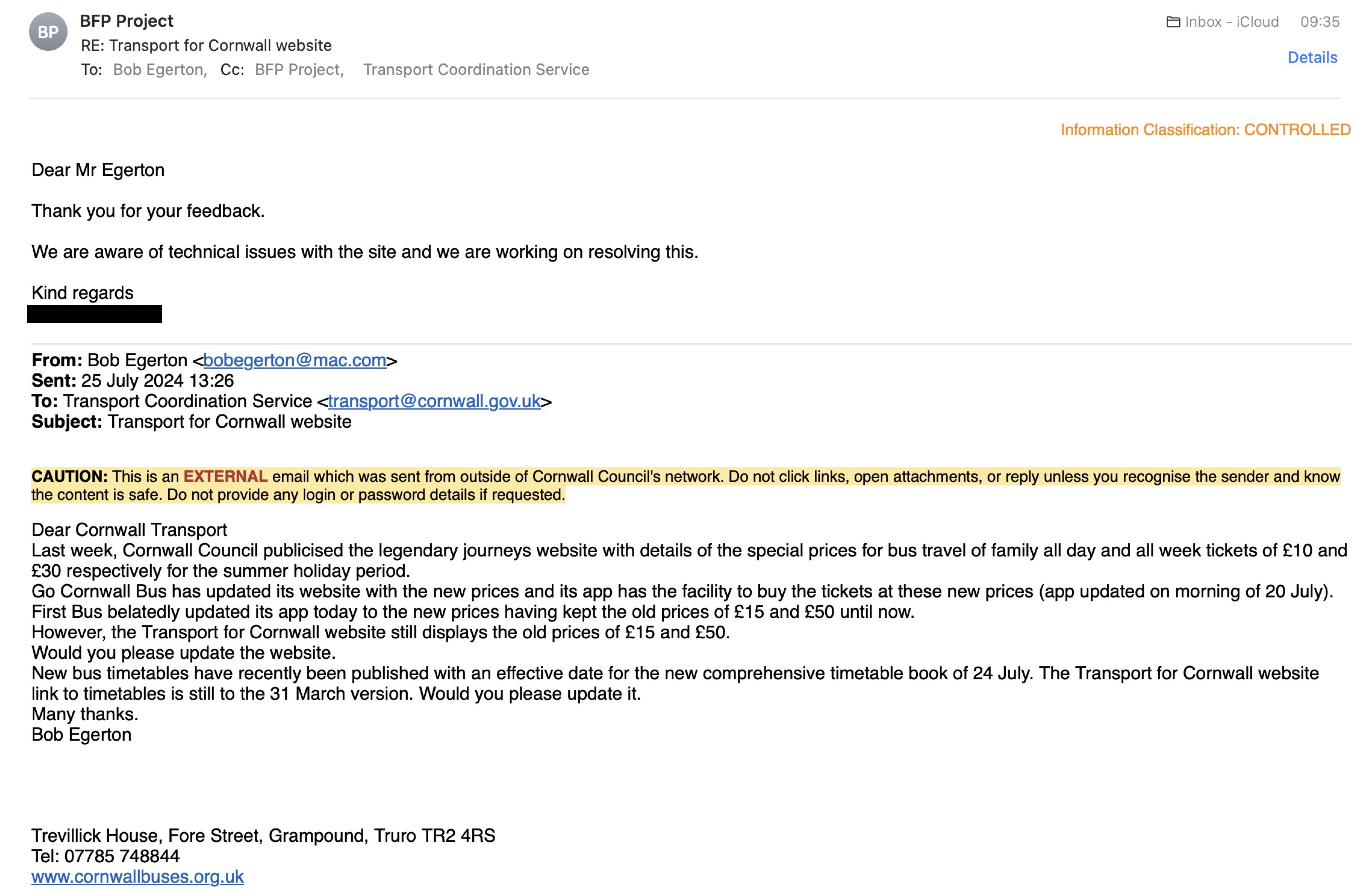 CC email TfC website