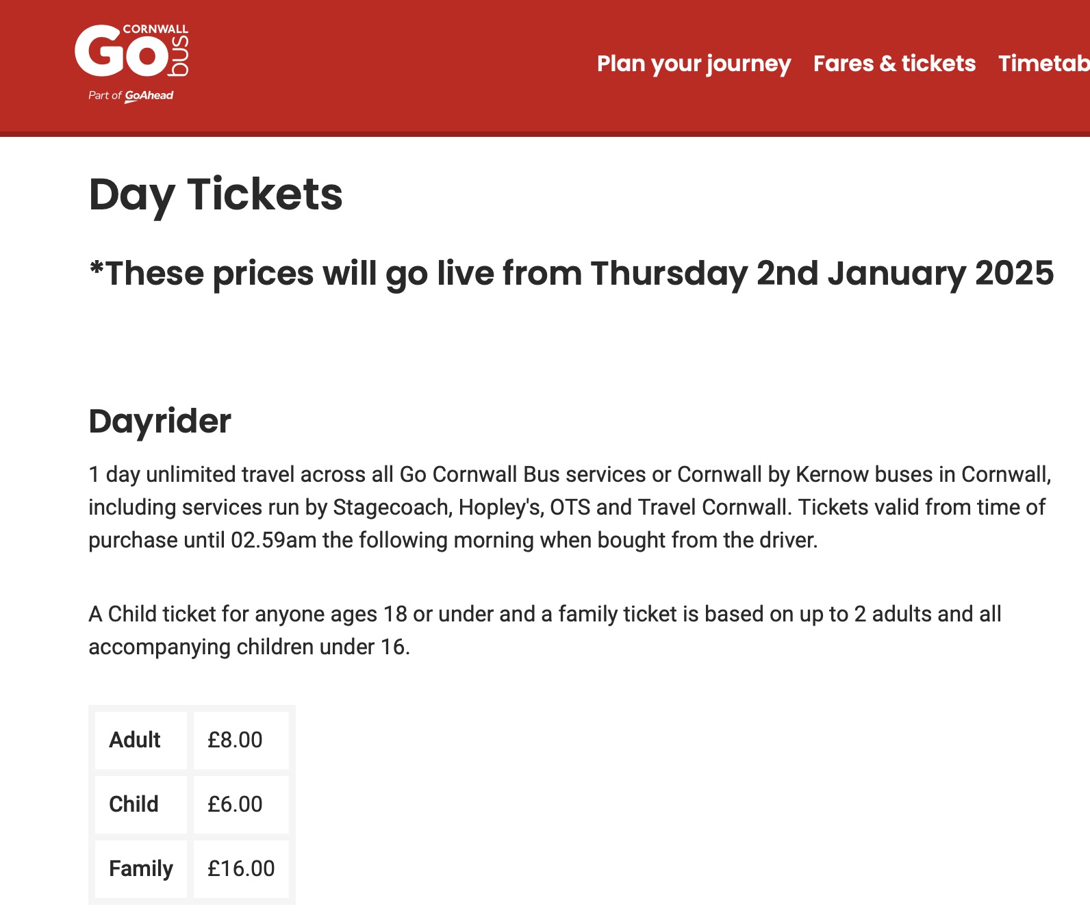 GCB day ticket prices