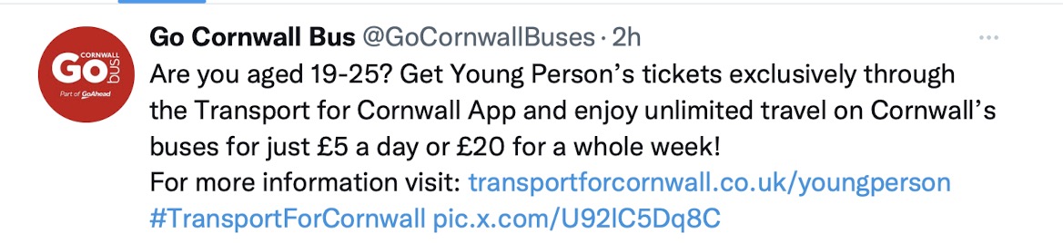 TfC Twitter young person fares