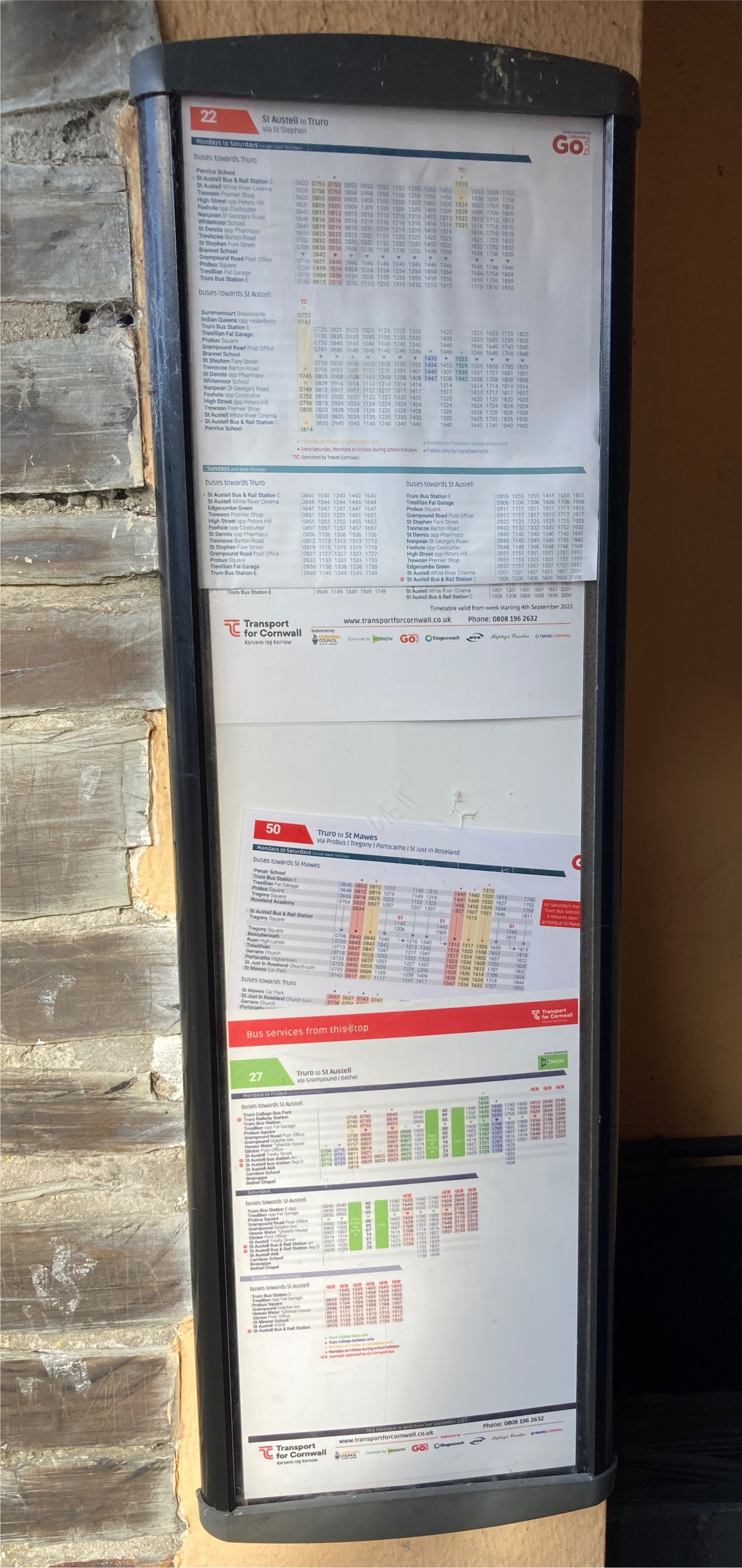 Timetable bus-stop-old-style